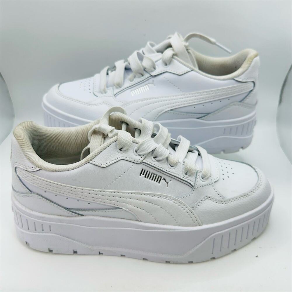 PUMA Karmen II Idol Girls Sneakers White Lace-Up Platform Size 4.5 Youth